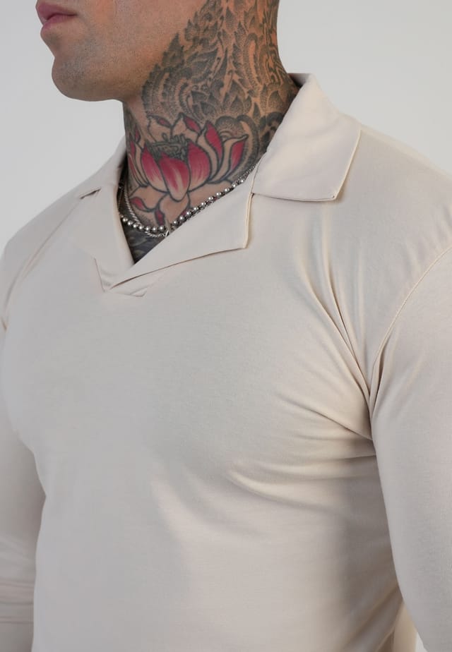 SikSilk SikSilk Men's LS Revere Polo in Ecru - 2