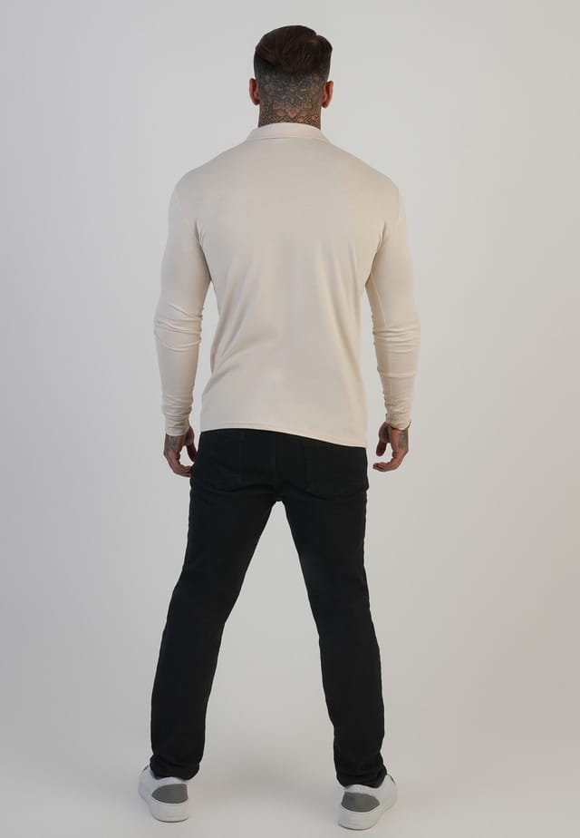 SikSilk SikSilk Men's LS Revere Polo in Ecru - 3
