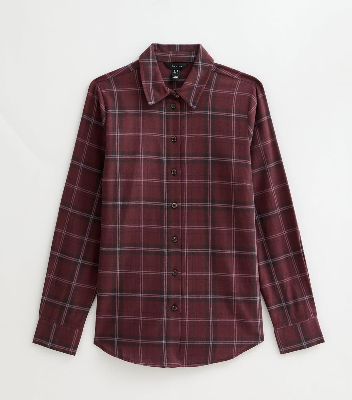 New Look Women's Red Cotton Checked Long Sleeve Shirt New Look