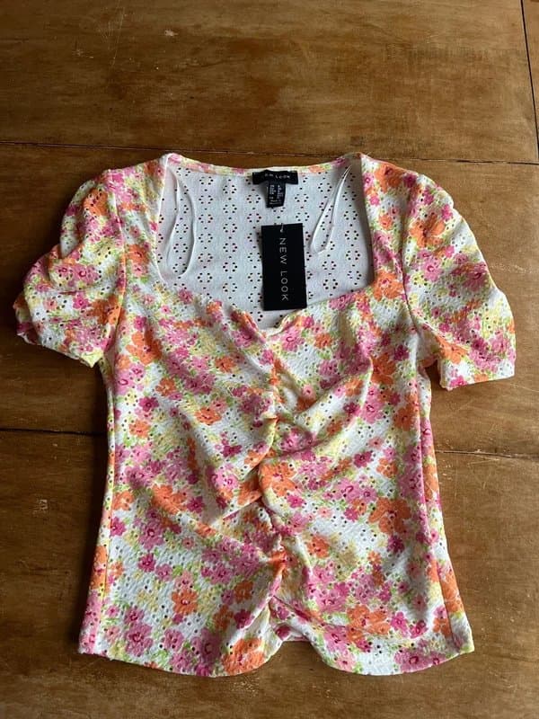 New Look New look white and pink floral top