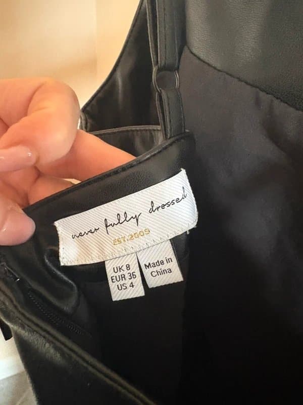 Never Fully Dressed Black leather dress size 8 never fully dressed