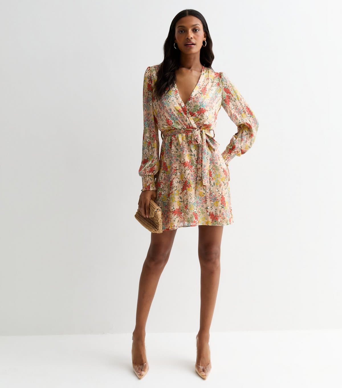 Gini London Women's Multicoloured Floral Chiffon Mini Dress Gini London New Look