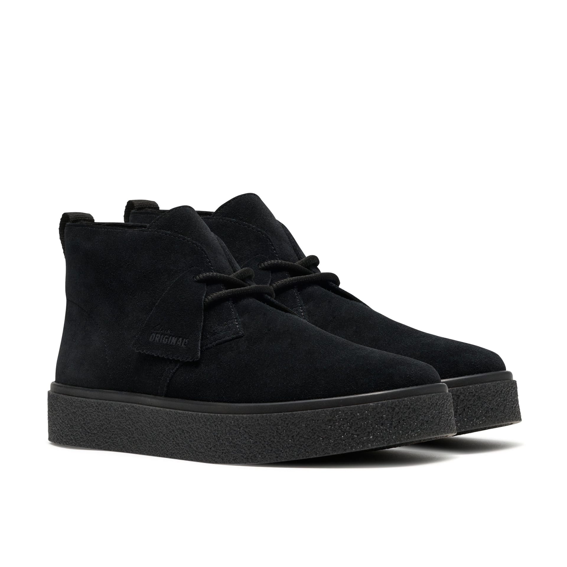 Clarks Clarks Men's Boxbee Desert Black/Black Suede Desert Boots, Lace Up in Black - 4