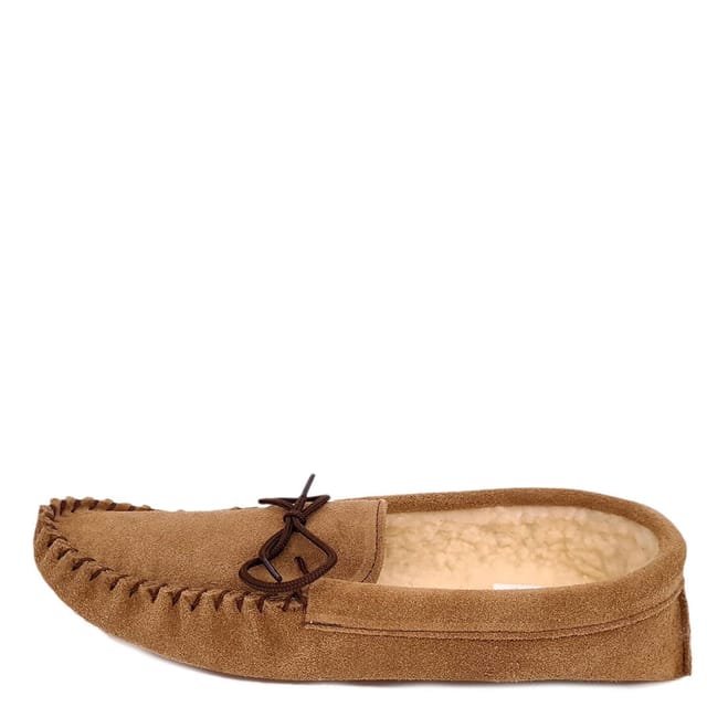 Coopers Coopers Men's Suede Fleece Lined Softsole Moccasin Slippers in Taupe - 3