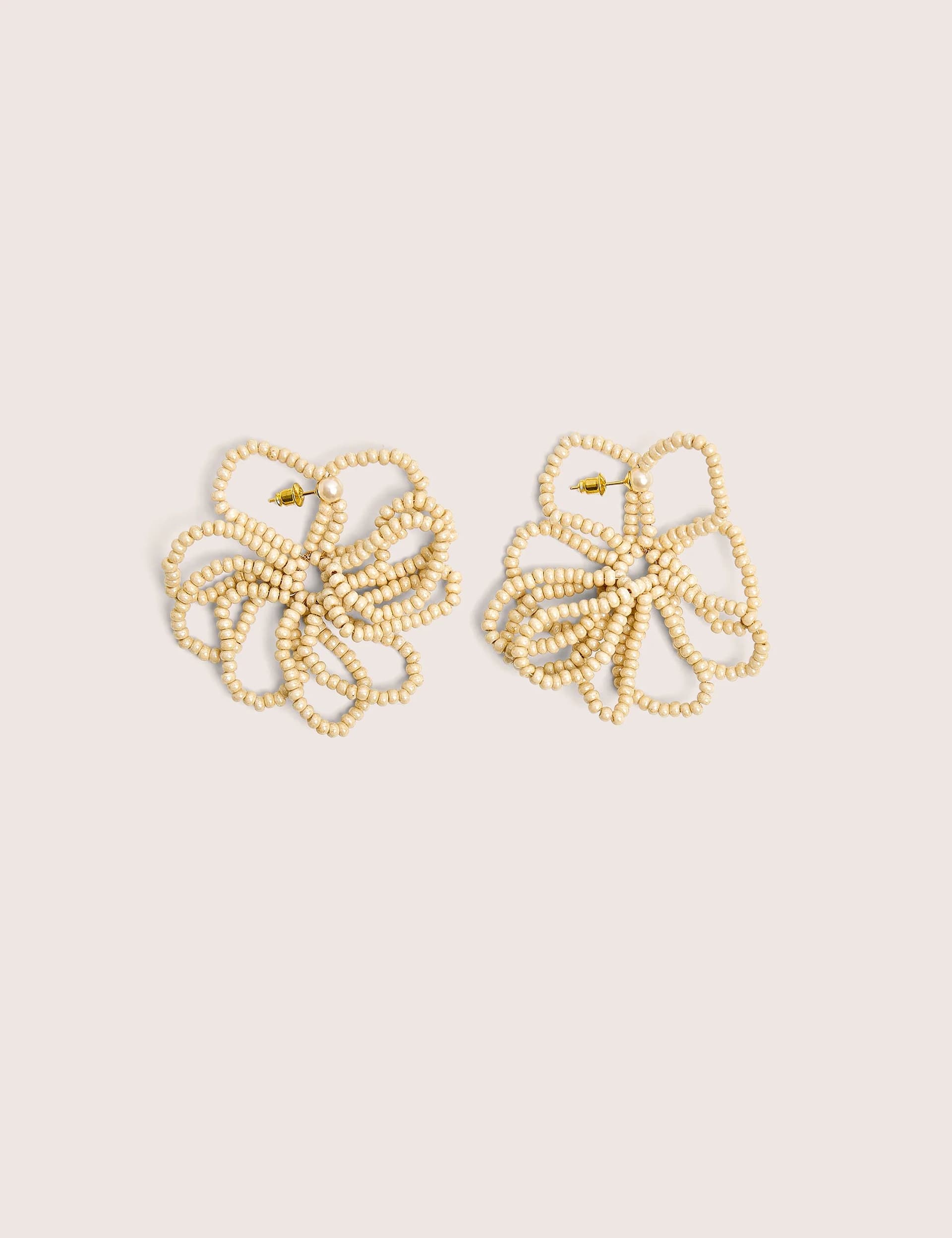 Public Desire Public Desire UK Beige Beaded Flower Earrings