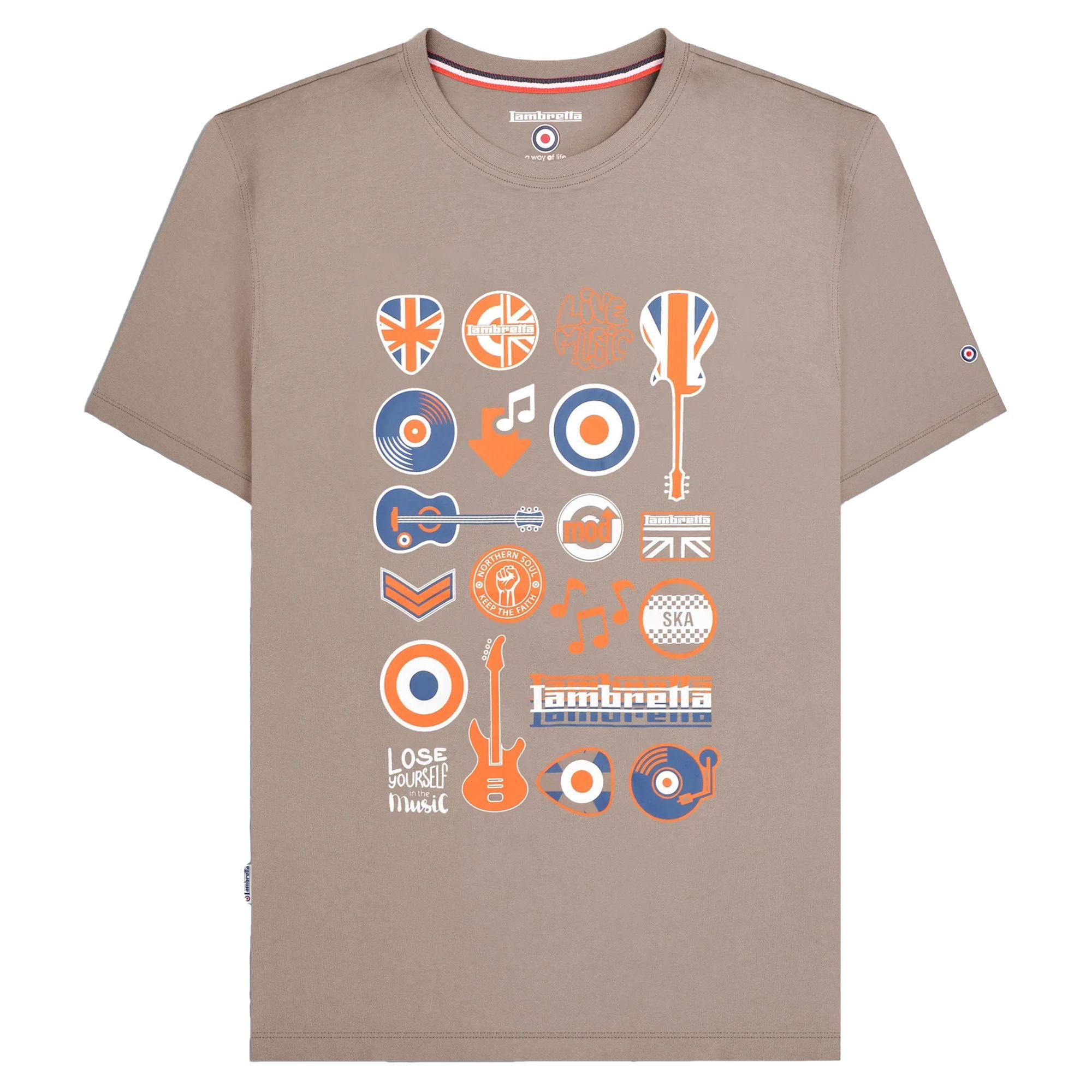 Lambretta Lambretta Men's Music Icons T-Shirt in Light Brown - 2