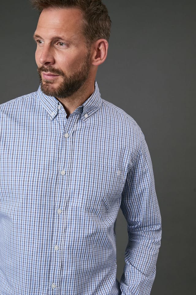 Maine Maine Men's Blue Check Long Sleeve Shirt - 2