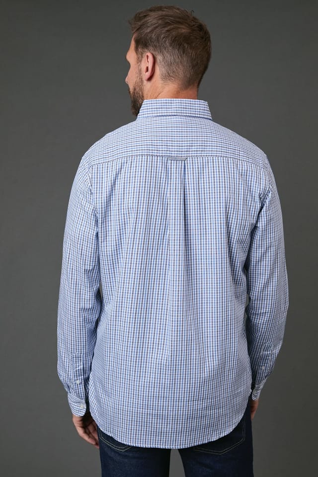 Maine Maine Men's Blue Check Long Sleeve Shirt - 3