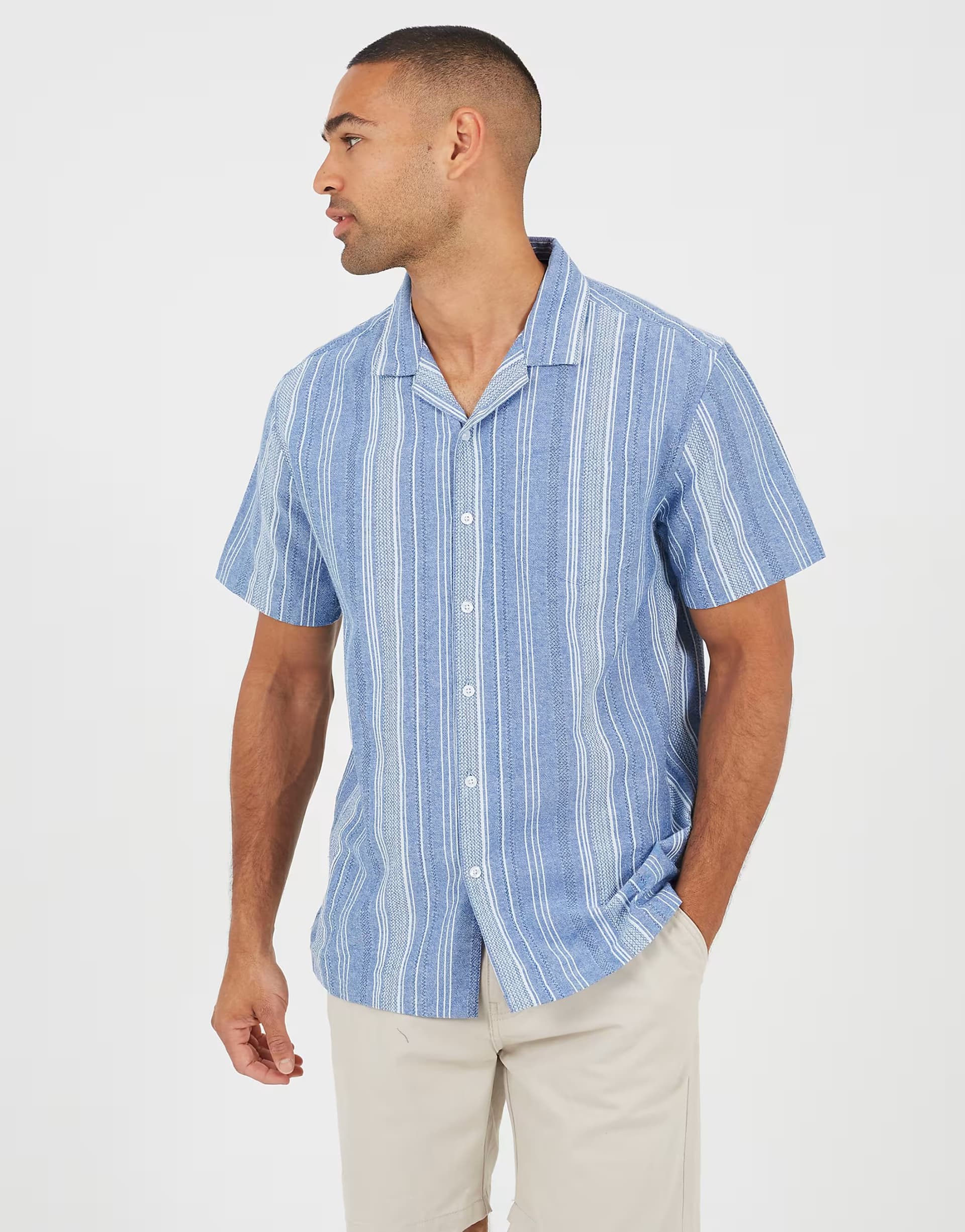 ASOS Brave Soul Revere collar shirt in blue