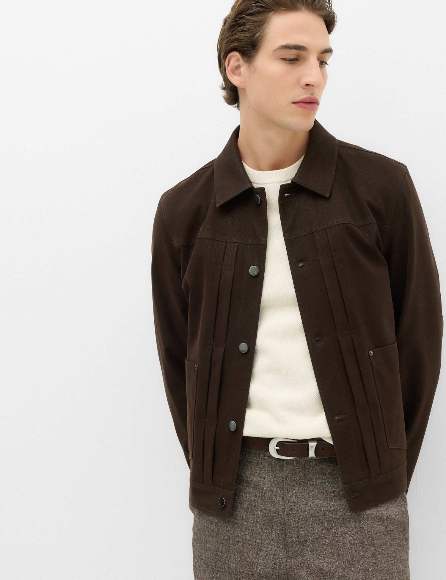 Marks & Spencer M&S Faux Suede Utility Jacket Bitter Chocolate