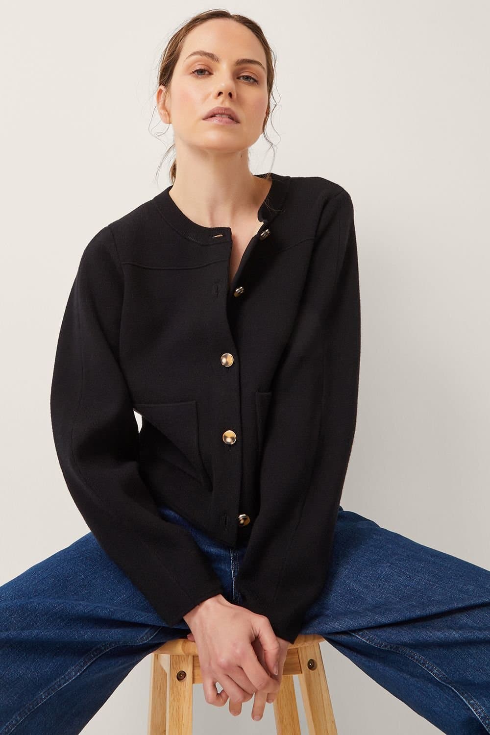 Monsoon Monsoon Women's Bria Crew Neck Cardigan Black