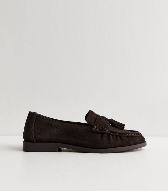 New Look Women's Premium Real Leather Brown Suede Tassel Loafers New Look - 3