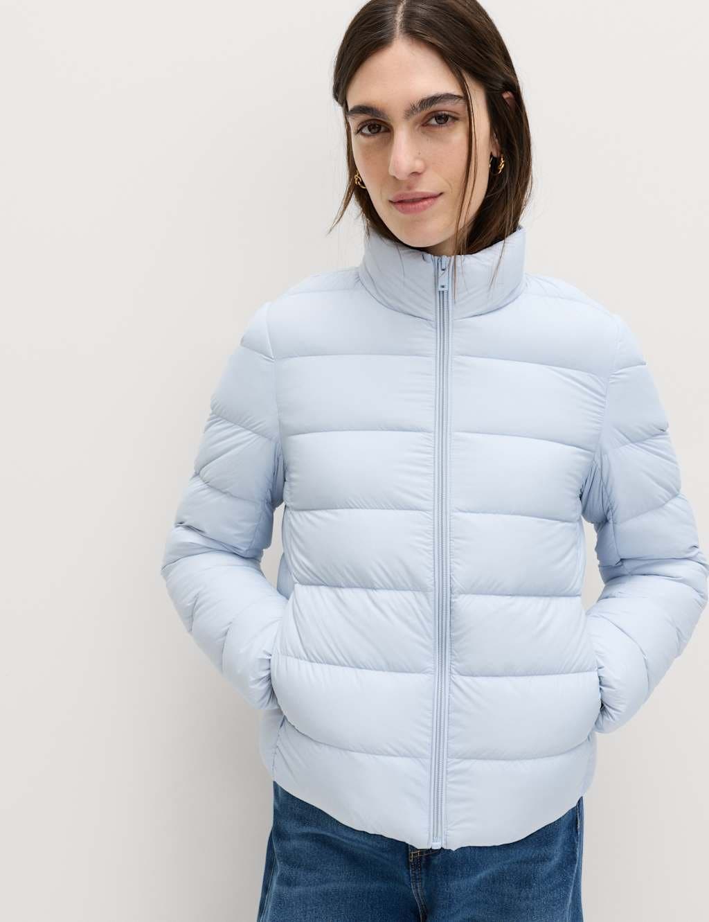 Marks & Spencer M&S Feather & Down Stormwear™ Padded Puffer Jacket Faded Blue