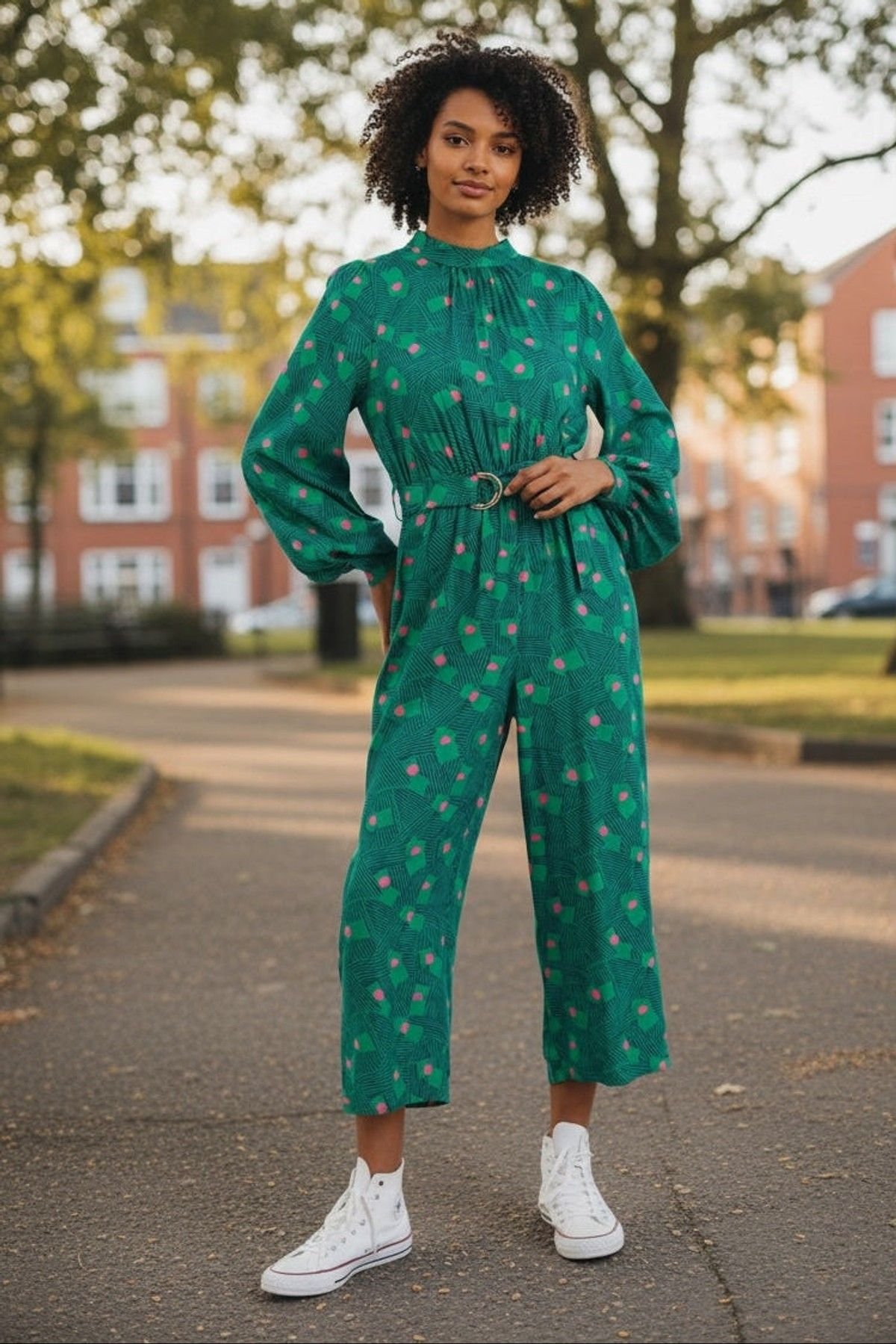 Louche Louche Women's Gayane Bauhaus Abstract Jumpsuit in Green - 1