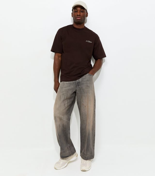 jack & jones Men's Grey Relaxed Washed Wide Leg Jeans Jack & Jones New Look - 2