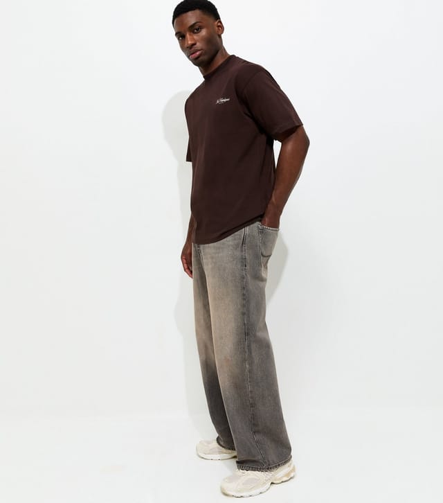 jack & jones Men's Grey Relaxed Washed Wide Leg Jeans Jack & Jones New Look - 3