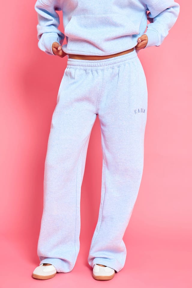 Kaiia Kaiia Logo Wide Leg Joggers Baby Blue Marl - 3