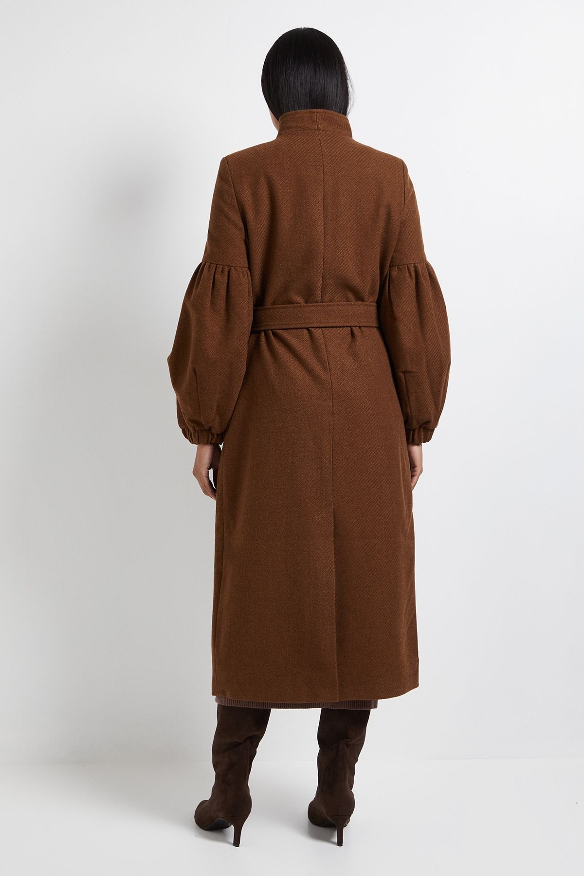 Wallis Wallis Women's Principles by Balloon Sleeve Coat in Brown - 3