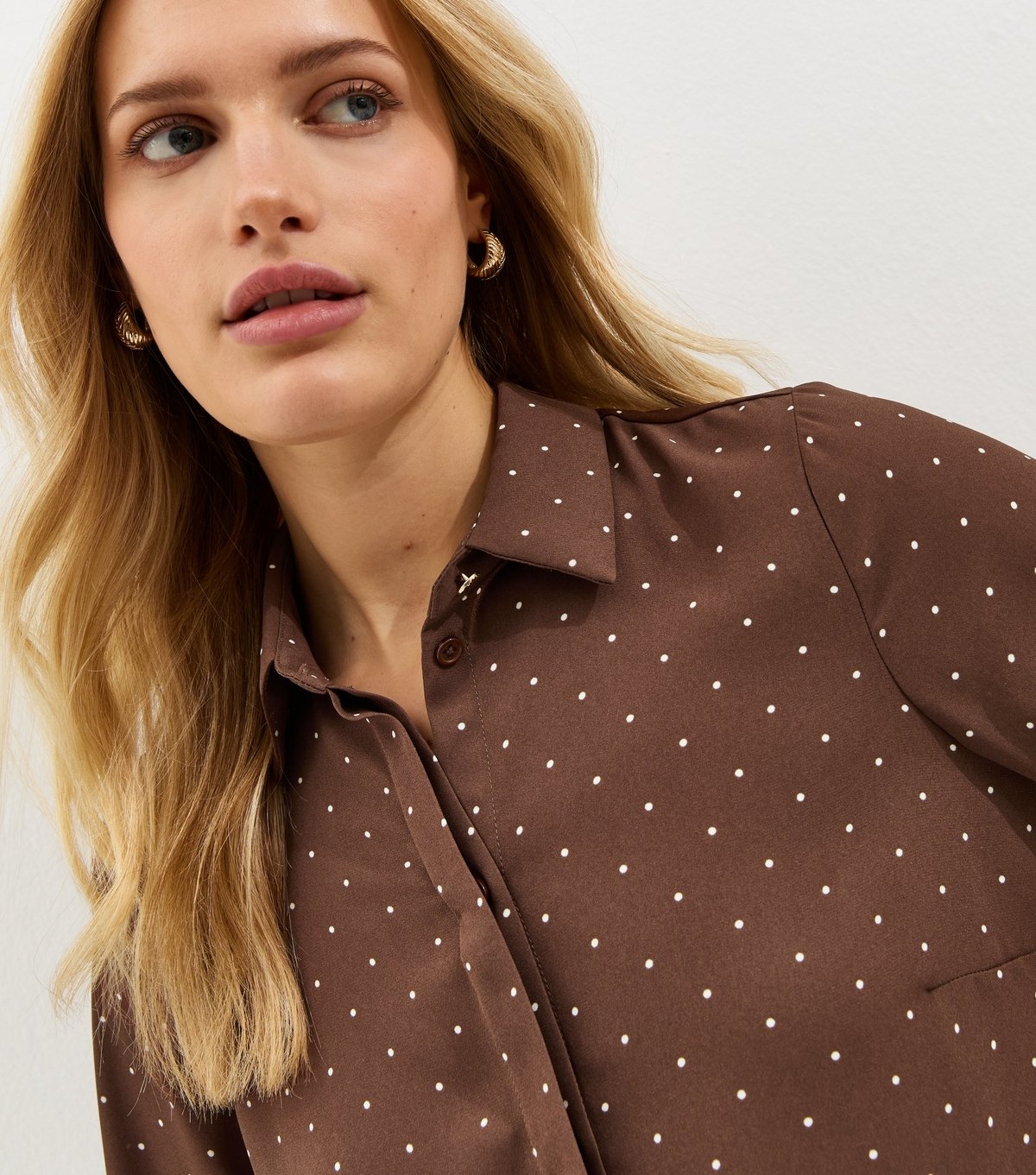 New Look Women's Brown Polka Dot Long Sleeve Shirt New Look - 2