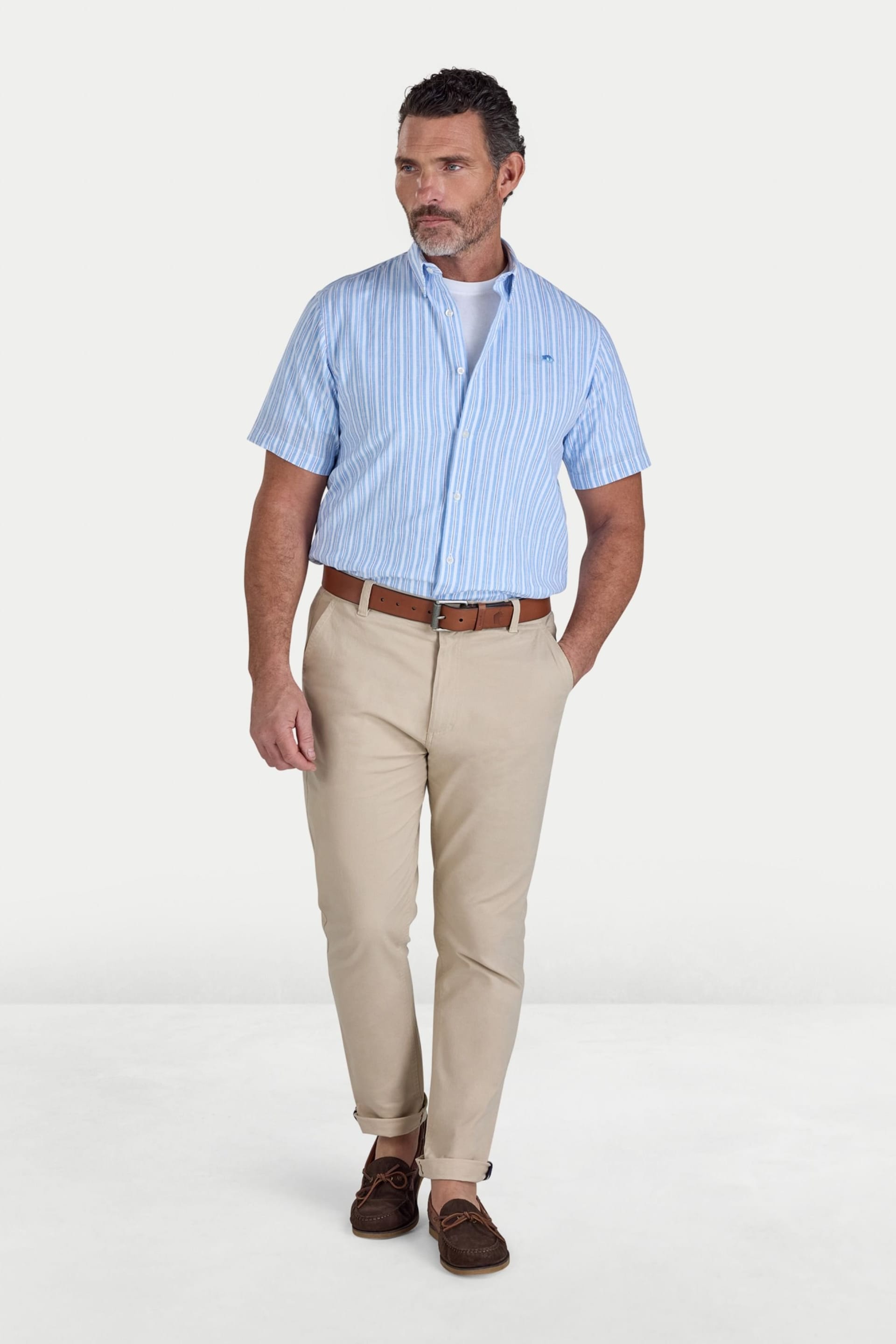 raging bull Raging Bull Men's Short Sleeve Orleans Seersucker Stripe Shirt in Light Blue - 4