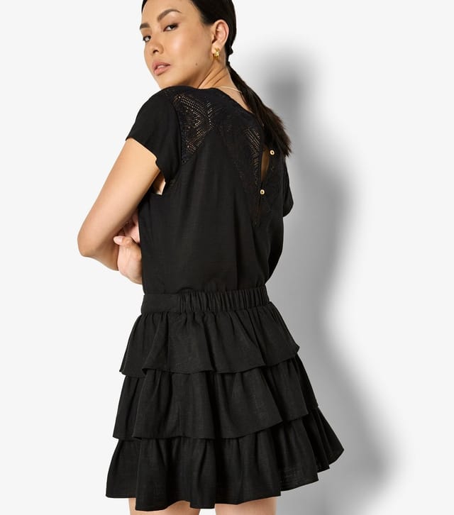 Apricot Women's Black Tiered Frill Mini Skirt Apricot New Look - 2