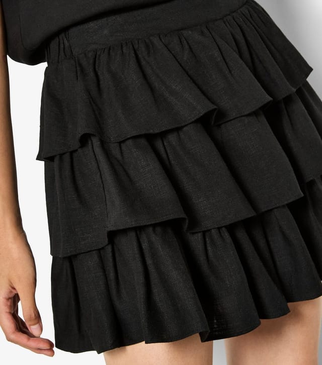 Apricot Women's Black Tiered Frill Mini Skirt Apricot New Look - 3