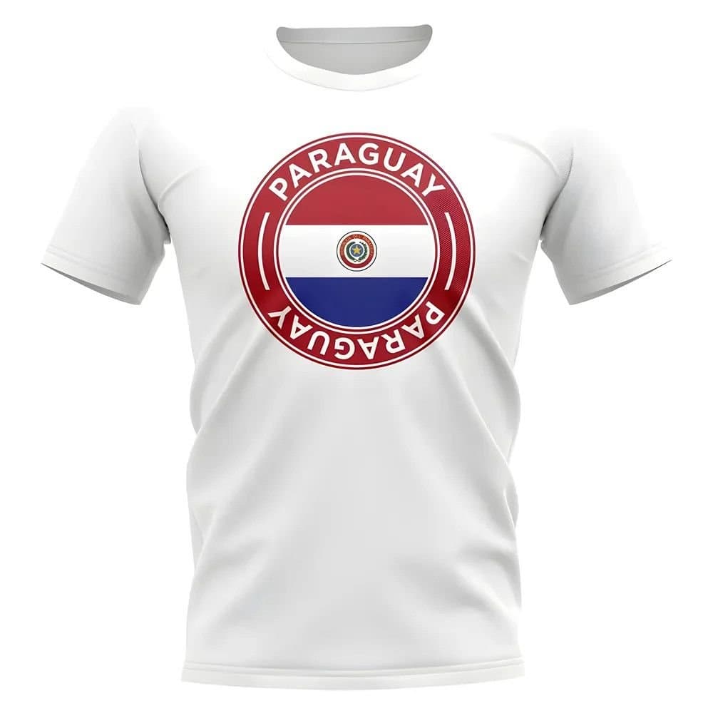 Paraguay Paraguay Men's Personalised Football Badge T-Shirt White