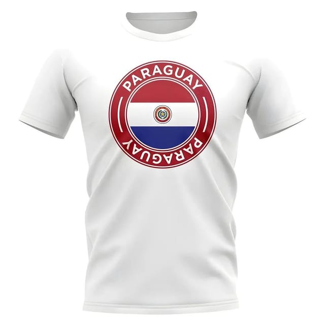 Paraguay Paraguay Men's Personalised Football Badge T-Shirt White - 2