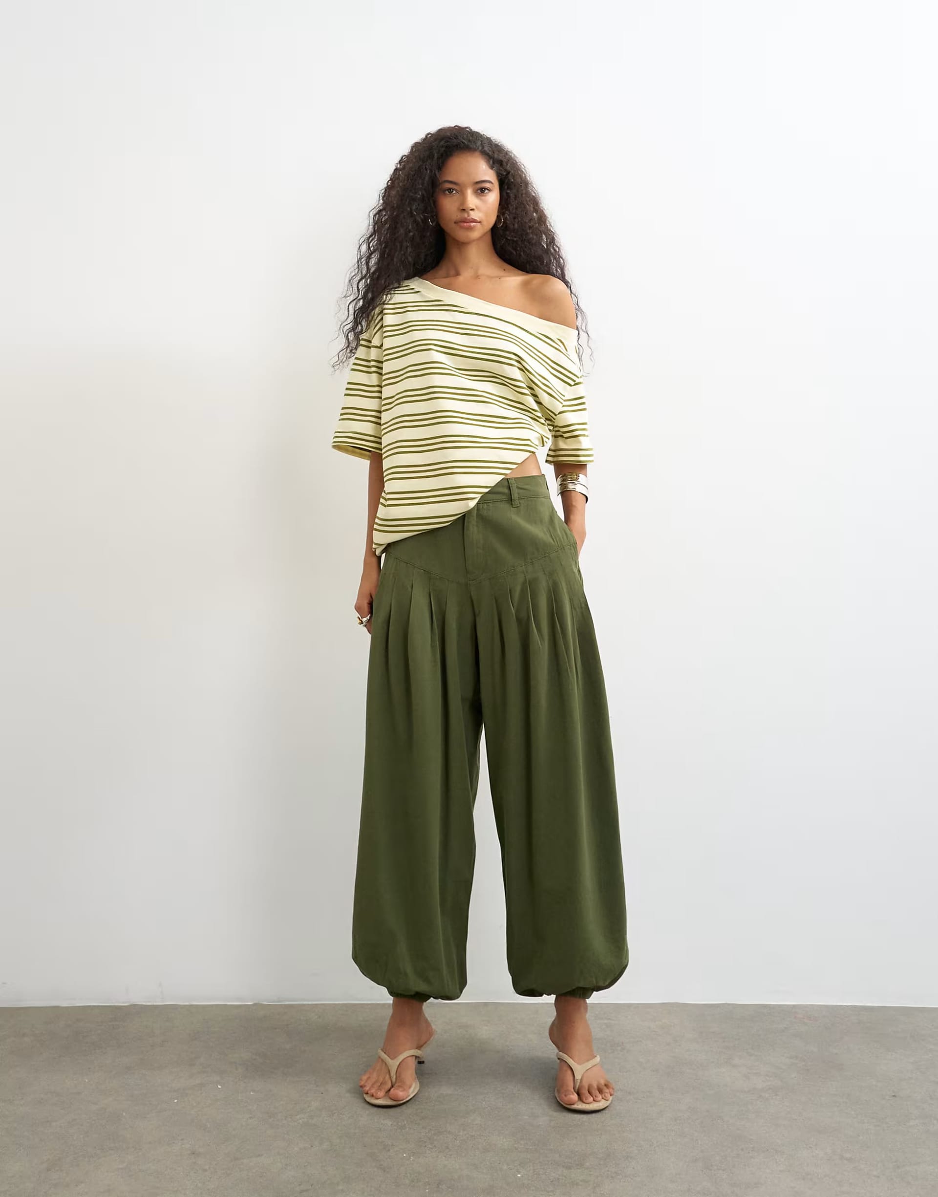 ASOS Khaki Deep Yoke Balloon Trousers