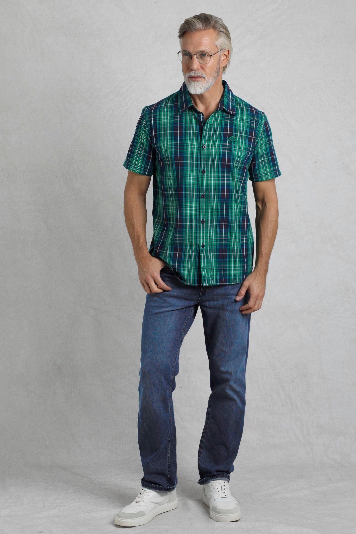 Weird Fish Weird Fish Men's Judd Short Sleeve Check Shirt in Dark Blue