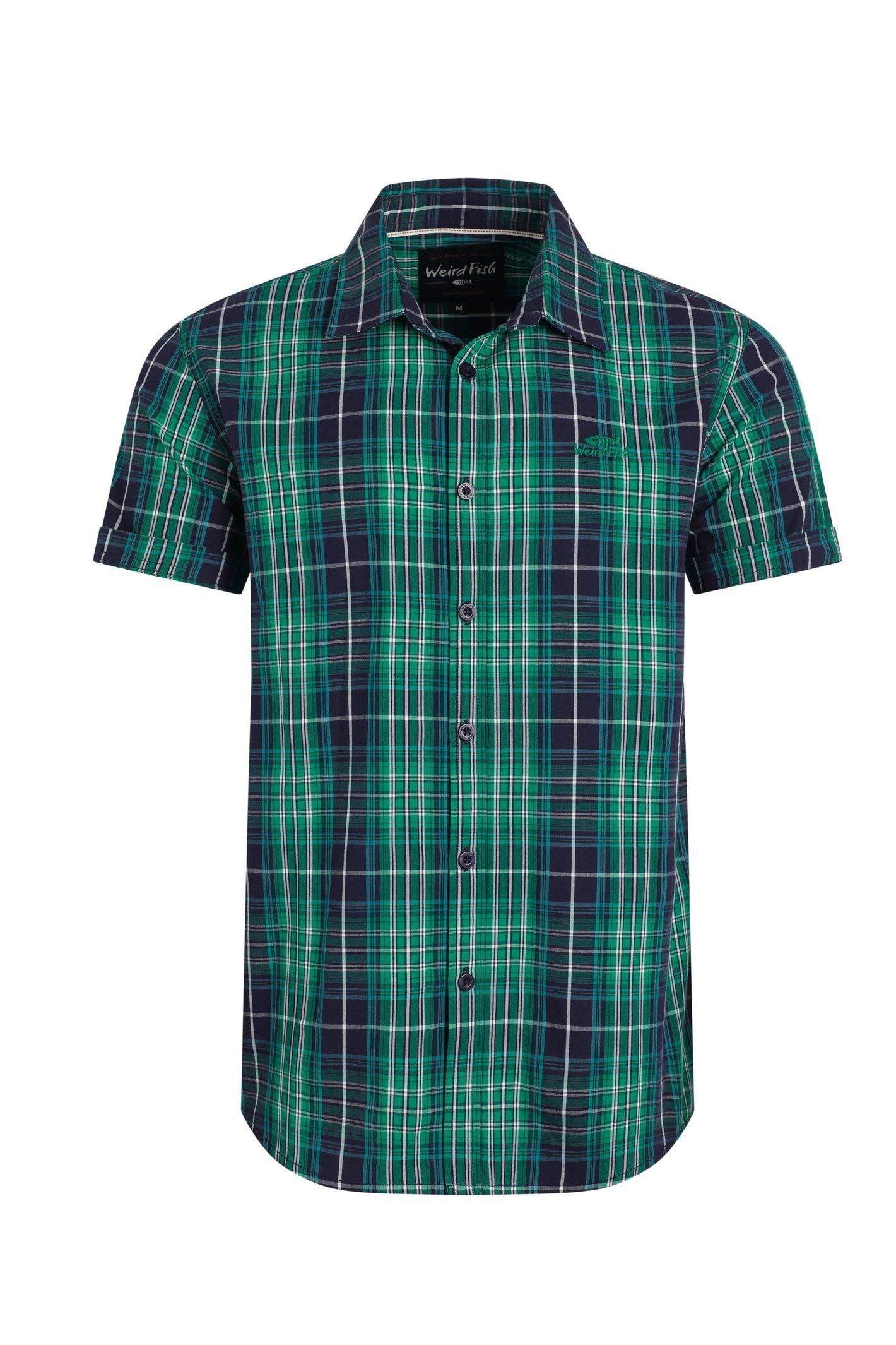 Weird Fish Weird Fish Men's Judd Short Sleeve Check Shirt in Dark Blue - 2