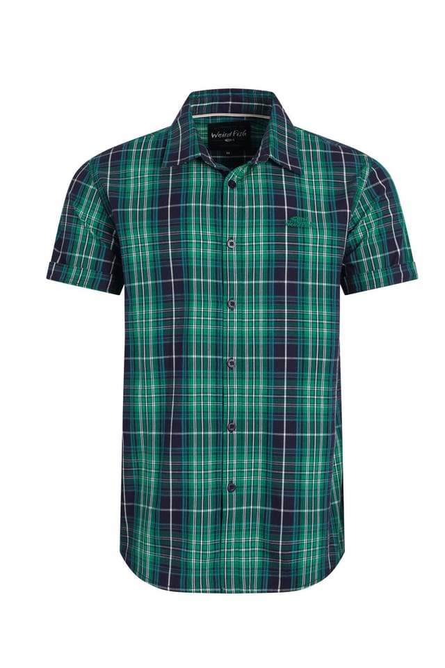 Weird Fish Weird Fish Men's Judd Short Sleeve Check Shirt in Dark Blue - 2