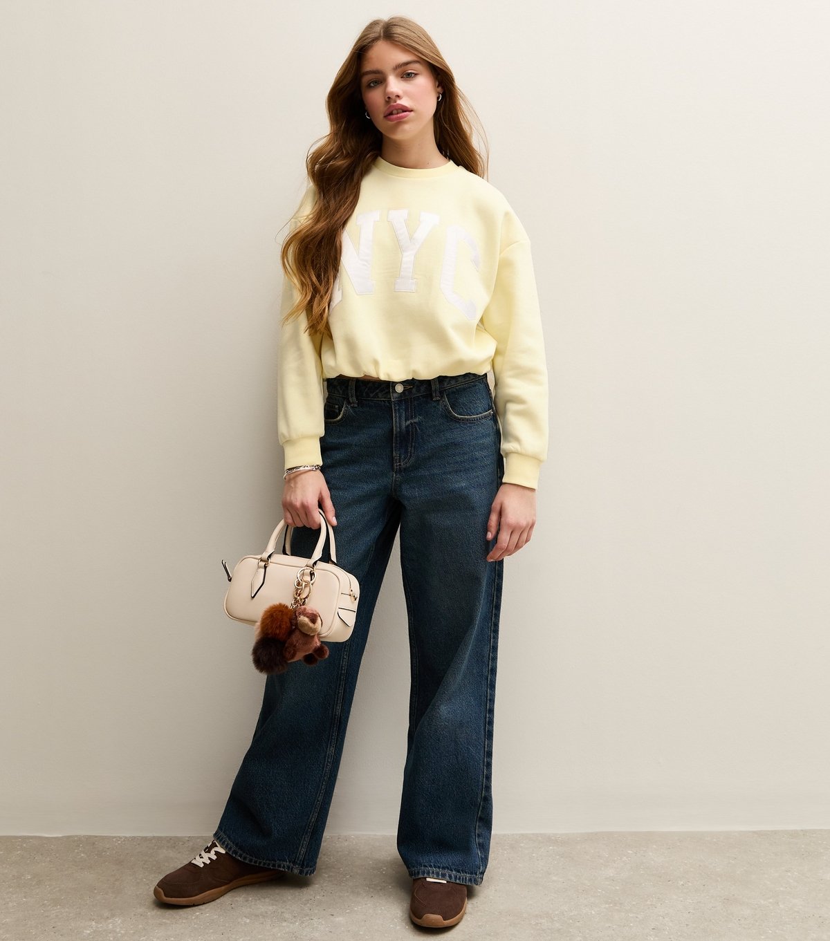 New Look Girls' Light Yellow NYC Logo Bubble Hem Sweatshirt New Look - 3