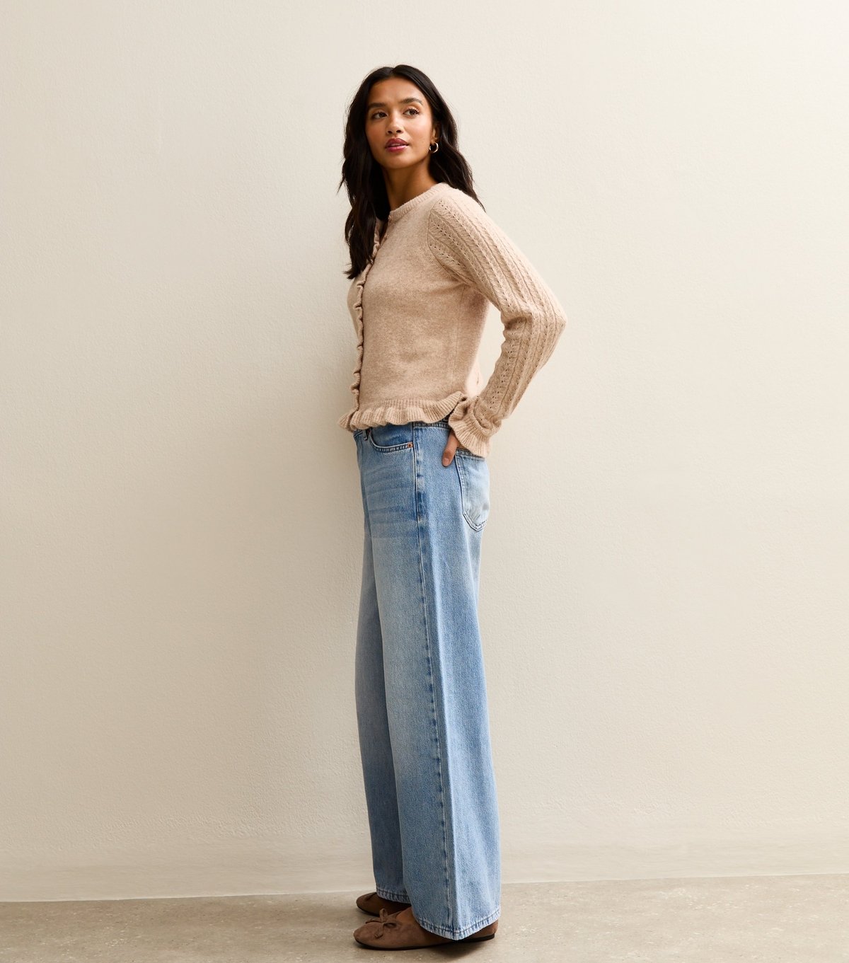 New Look Women's Petite Blue Low Rise Wide Leg Jeans New Look - 2