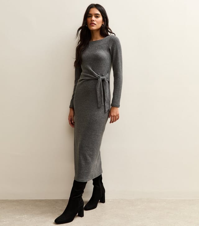New Look Women's Grey Tie Belt Midi Dress New Look - 2
