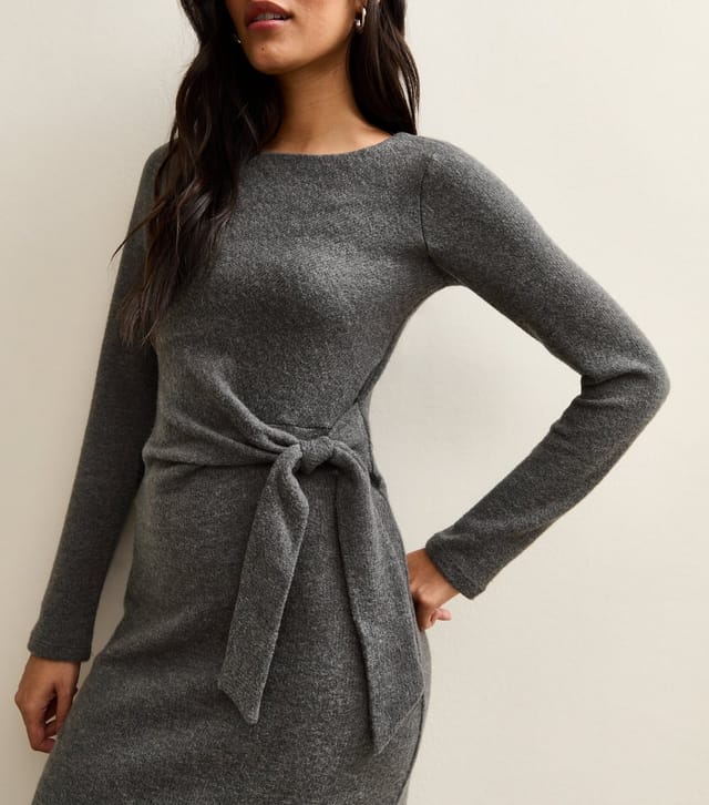 New Look Women's Grey Tie Belt Midi Dress New Look - 3