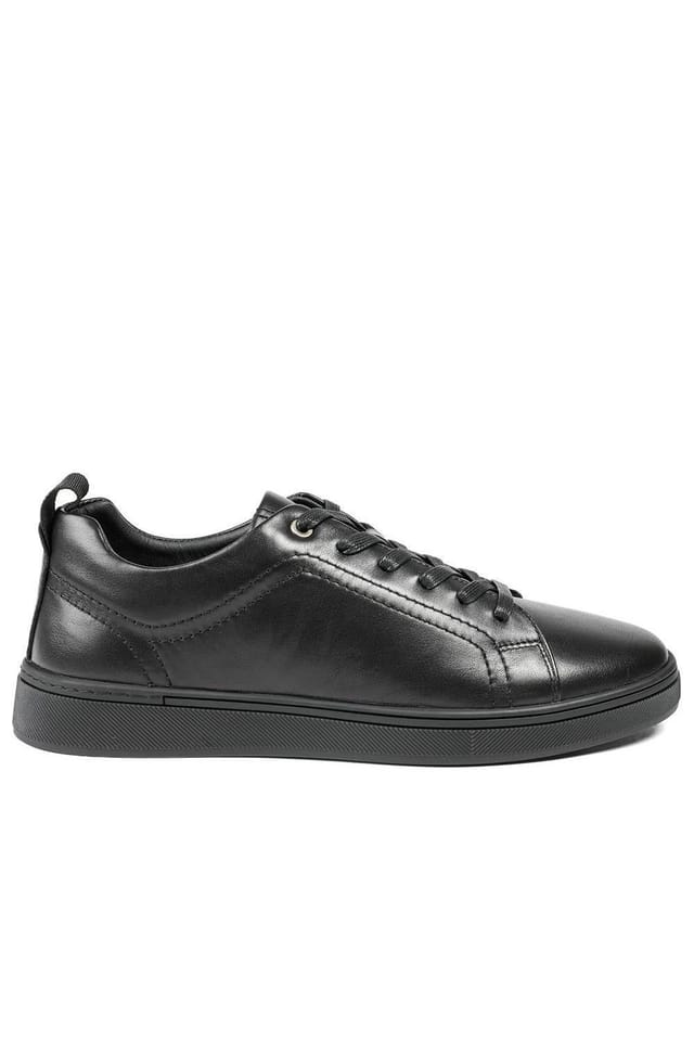 Jones Bootmaker Jones Bootmaker Men's Salvador Leather Lace Up Trainers in Black - 2