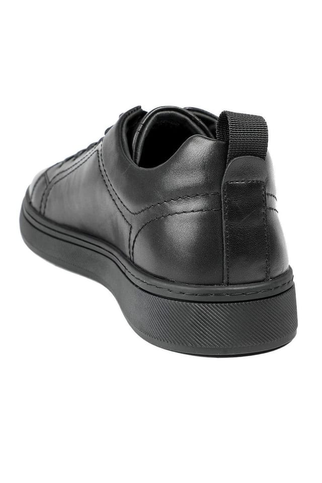 Jones Bootmaker Jones Bootmaker Men's Salvador Leather Lace Up Trainers in Black - 3
