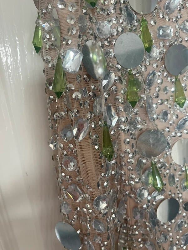 ASOS Cami dress with jewel fringe & mirror embellishment in silver