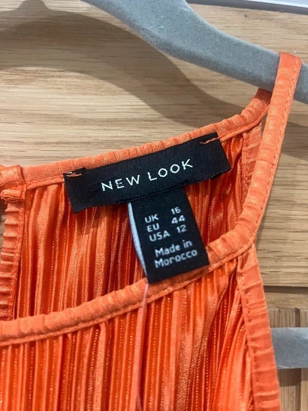 New Look Long orange plisse dress
