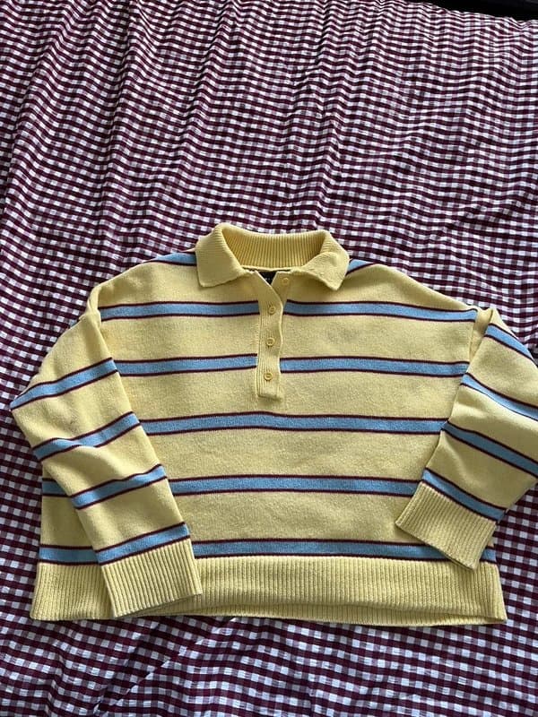 ASOS Design Yellow striped rugby style sweatshirt