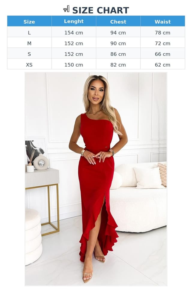 Love Lace Love Lace Women's One Shoulder Evening Dress with Leg Slit in Red - 3