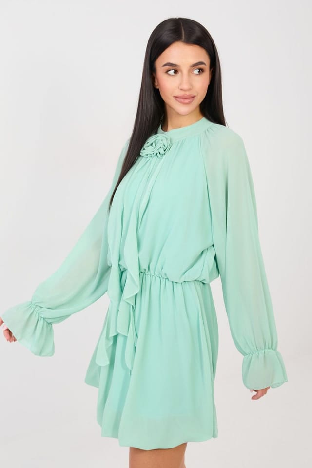 Love Lace Love Lace Women's Rose Jabot Flared Mini Cocktail Dress in Green - 3