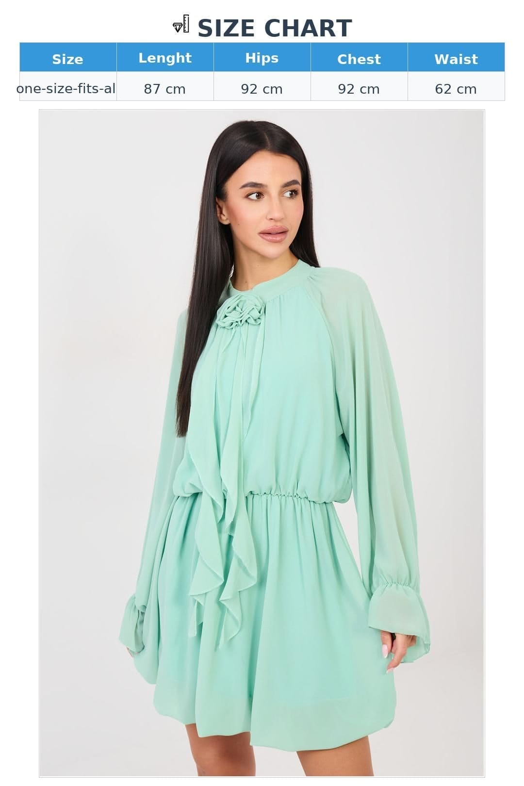 Love Lace Love Lace Women's Rose Jabot Flared Mini Cocktail Dress in Green - 4