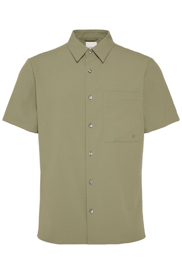 Calvin Klein Calvin Klein Men's Solid Seersucker Classic Shirt Khaki - 2