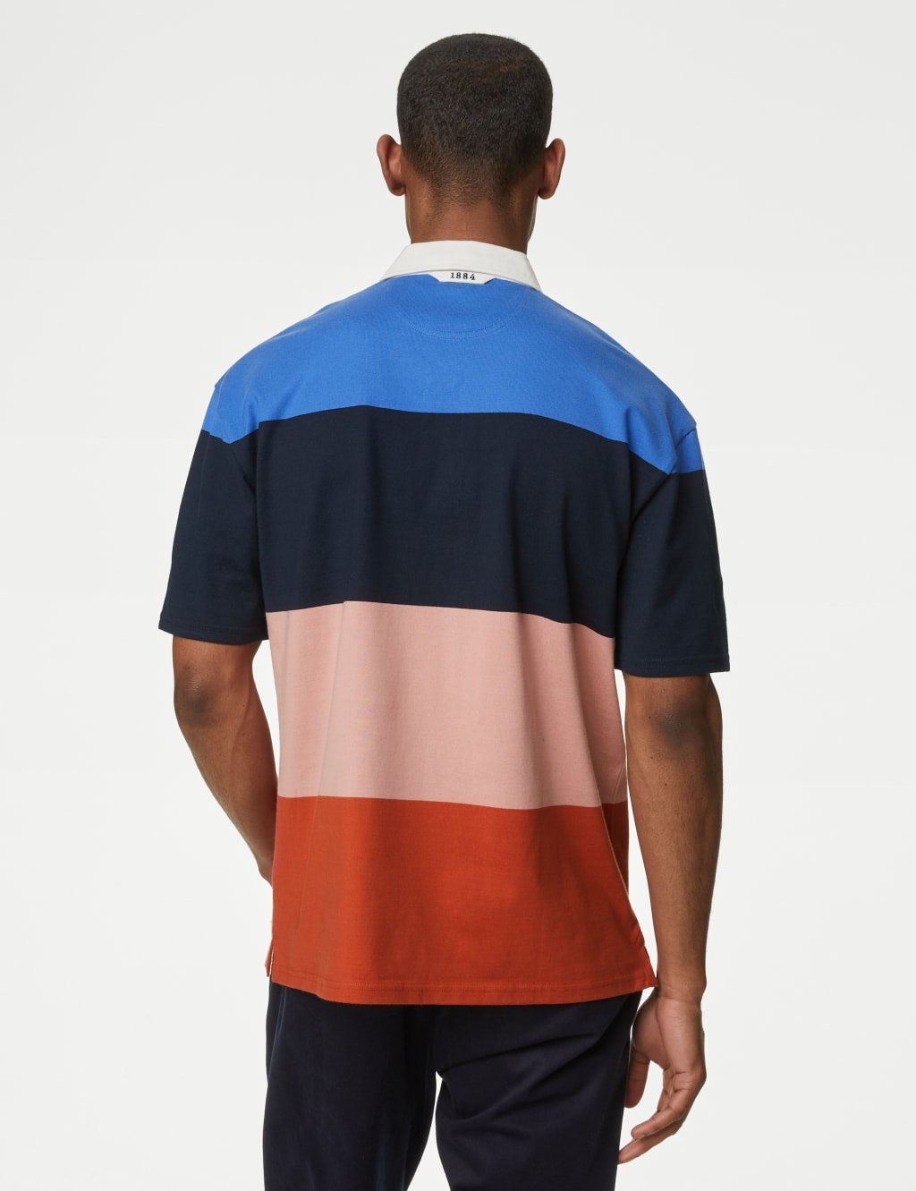 Marks & Spencer M&S Oversized Pure Cotton Short Sleeve Rugby Shirt Navy Mix - 4