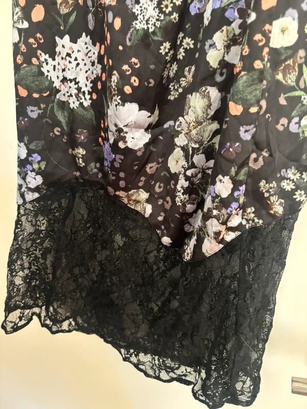 ASOS ASOS floral midi midaxi skirt - satin feel and lace bottom