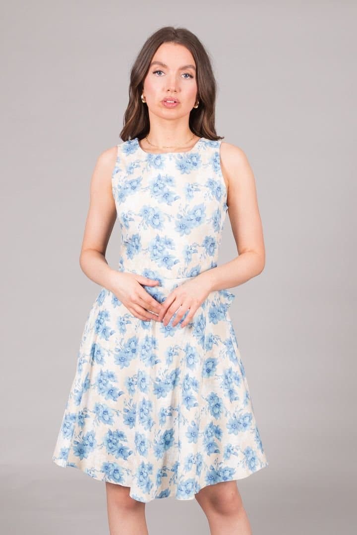 SOLO SOLO Women's Blue Bloom Fit & Flare Dress