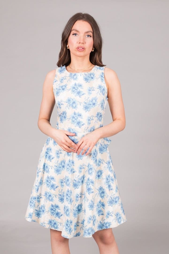 SOLO Women's Blue Bloom Fit & Flare Dress