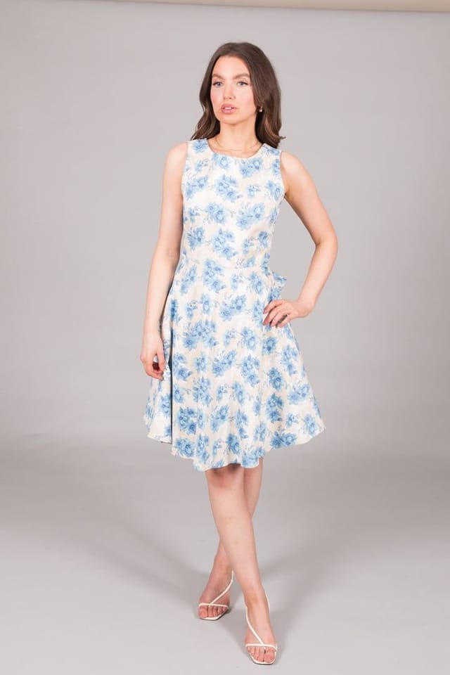 SOLO SOLO Women's Blue Bloom Fit & Flare Dress - 2
